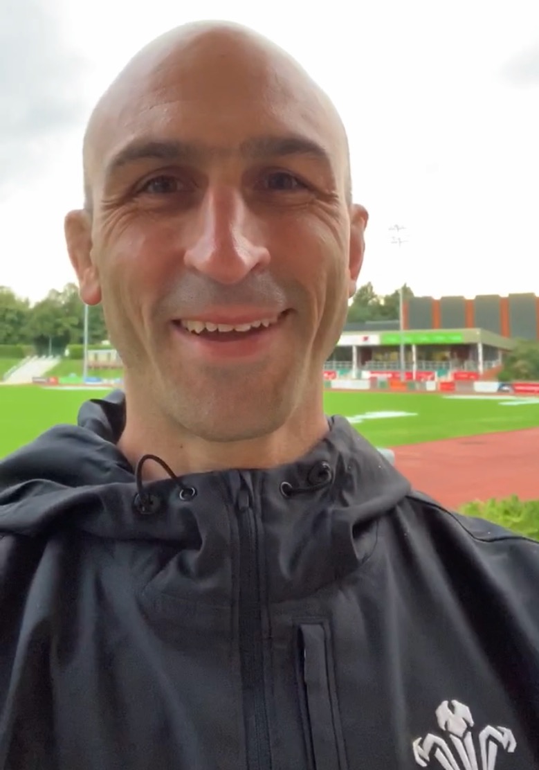 Ben Pegna in Welsh Rugby Union coaching kit at the training ground